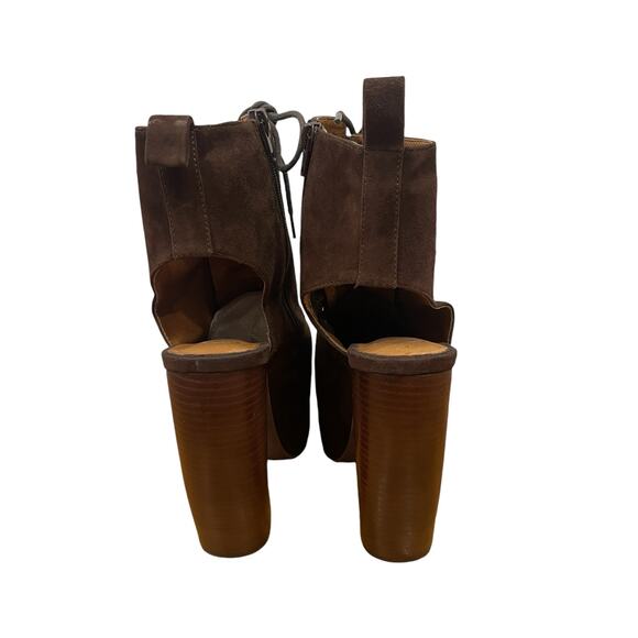 Jeffrey Campbell Lana Brown Suede Lace Up Platform Bootie Boot Size 9 - Picture 4 of 10